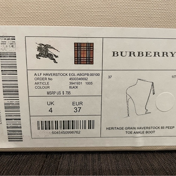 Burberry peep toe ankle bootie, black, good zipper, size 37. - Picture 8 of 8